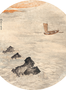 张大千风行千万里一帆风顺国画名家字画装饰画心宣纸高清微喷画芯