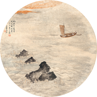 张大千风行千万里一帆风顺国画名家字画装饰画心宣纸高清微喷画芯