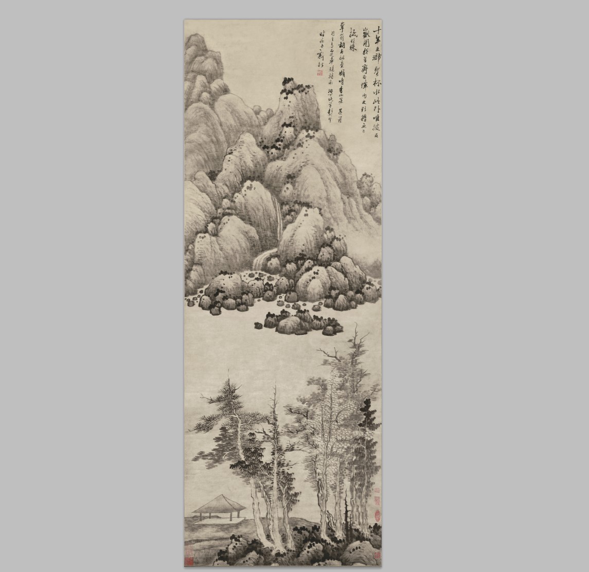 清 龚贤 水墨山水 纸本国画名家字画装饰画芯宣纸高清微喷打印复图片