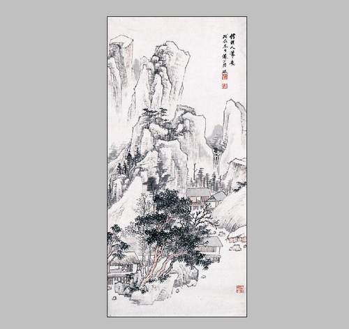 陆俨少仿明人笔意图办公打印国画