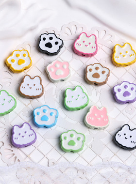彩色合金滴油兔头小猫爪珠子配饰