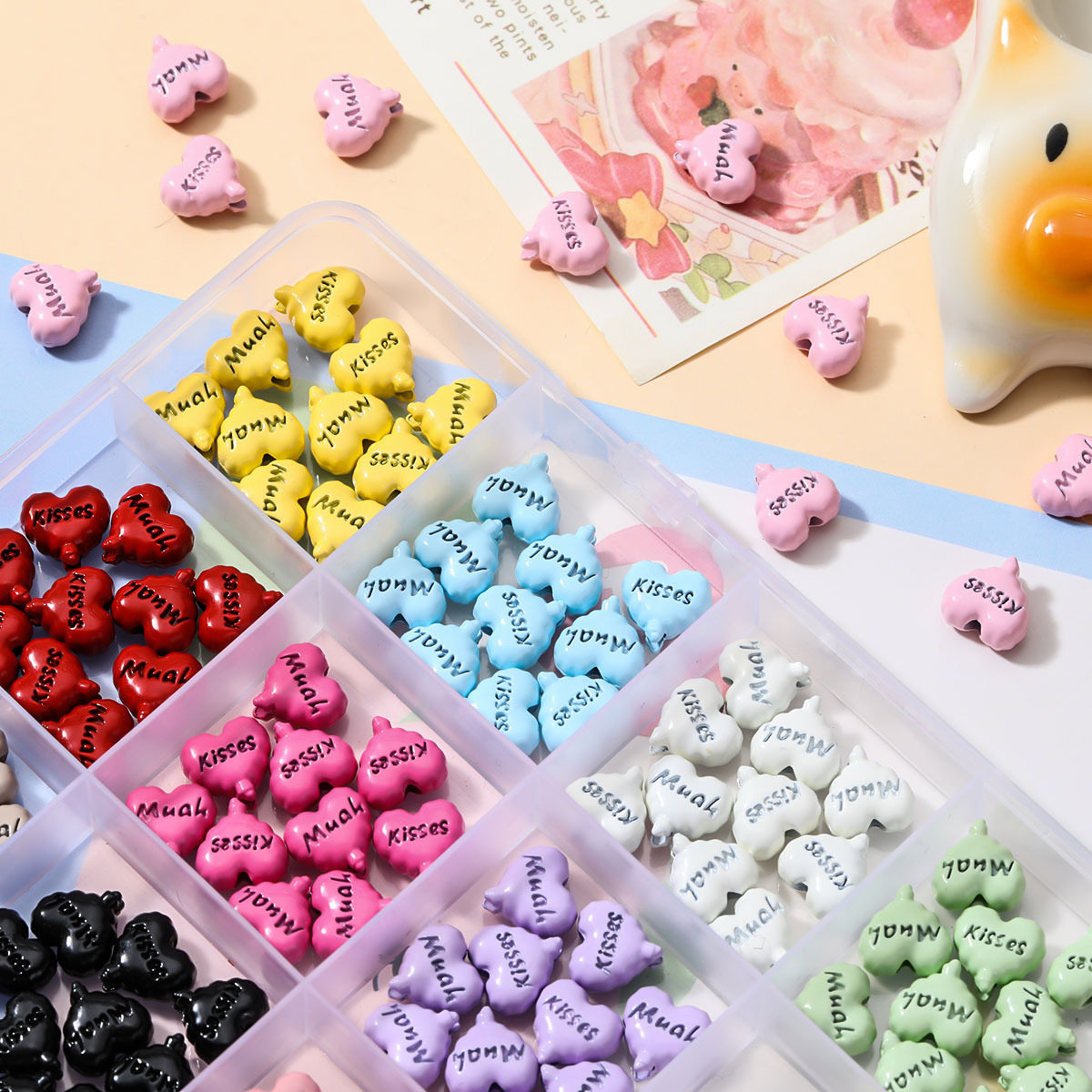 彩色合金爱心桃心散珠子小配件