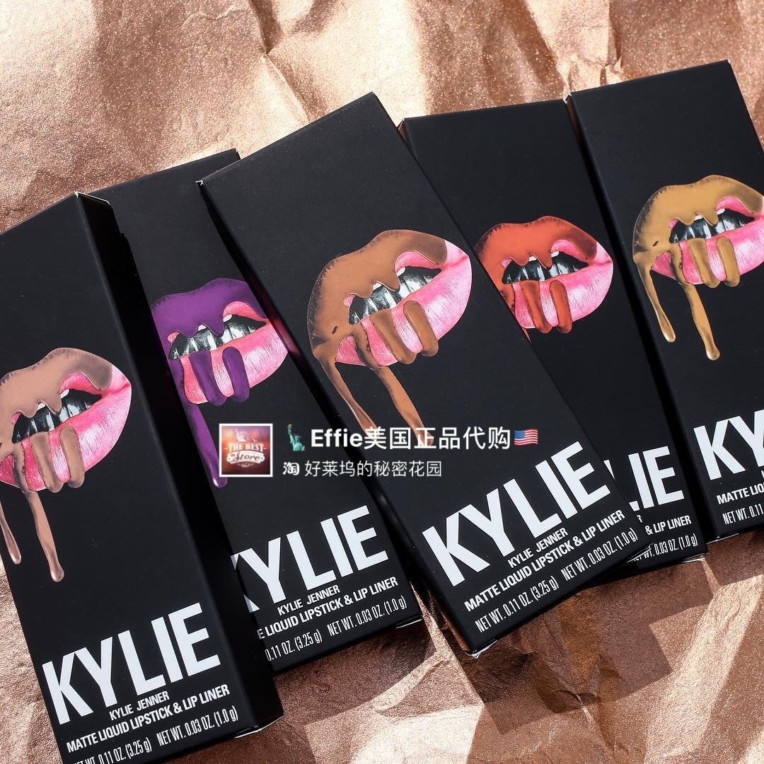 【现货】美国正品Kylie 超持久哑光唇彩唇釉+唇线笔套装 新色新装