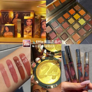 美代正品Kylie 金小妹24K金 Gold奢华生日系列眼影盘唇彩唇蜜高光