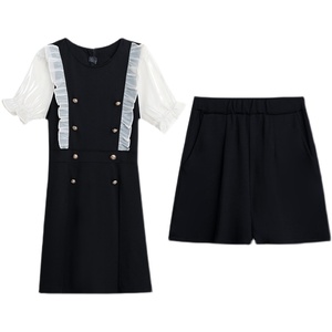 RM8456#夏季新款大码女装靓MM时尚气质修身上衣＋短裤两件套套装