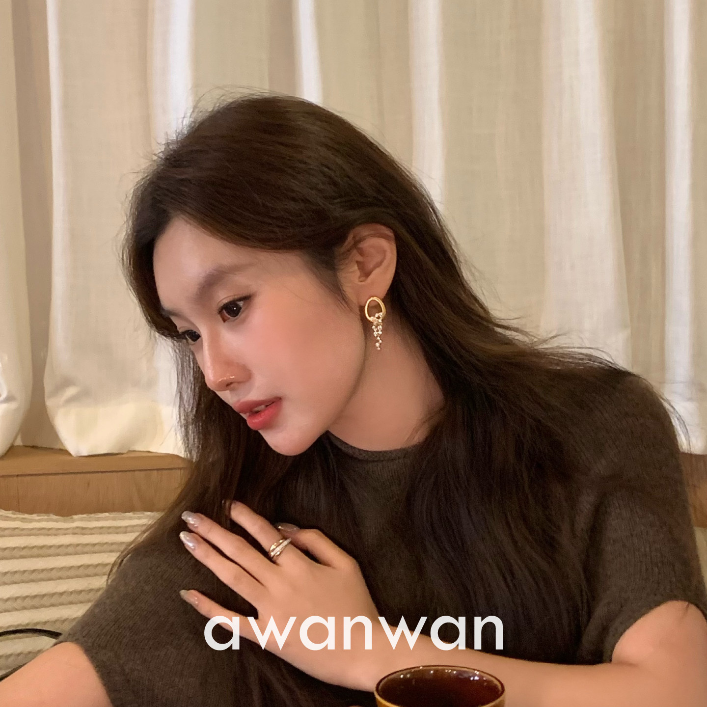 阿婉Wan枝蔓流光~甜美高级感微镶锆石流苏耳钉气质时髦耳环