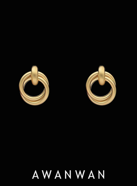 阿婉Wan 日韩重工时髦雾面哑光扭曲镂空耳钉高级感耳环金属耳饰