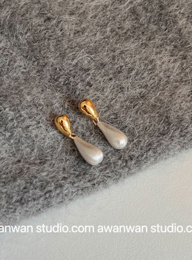 阿婉Wan轻奢法式气质高级感水滴耳钉甜酷时髦冷淡风百搭耳饰