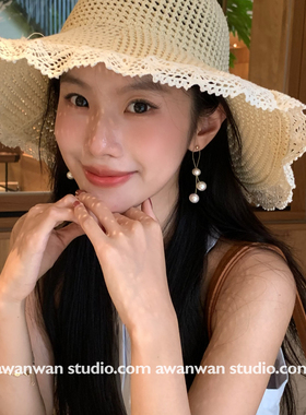 阿婉Wan 白月光～珍珠流苏耳钉小众气质高级感长款耳环耳饰