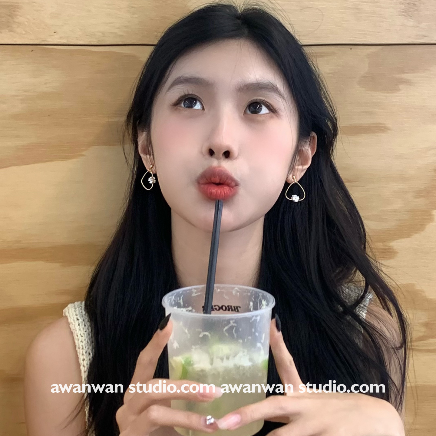 阿婉Wan夏日雏菊度假风爱心花花小众简约百搭高级感耳钉气质耳环