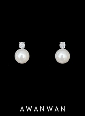 阿婉Wan王妃款简约日常款施家强光珍珠锆石耳钉高级感轻奢耳钉