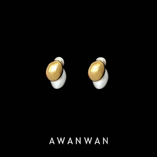 阿婉Wan 两戴耳饰 超重工金属撞色拉丝高级感耳钉通勤耳饰一款