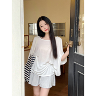 铅笔莓莓慵懒性感斜肩宽松T恤女