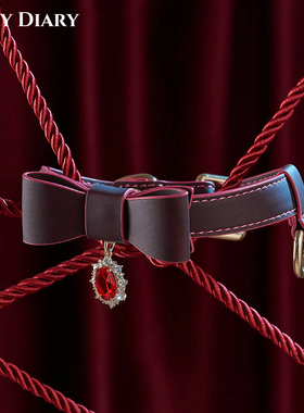 项圈女男choker温感变色蝴蝶结宝石吊坠choker项链男cosplay道具