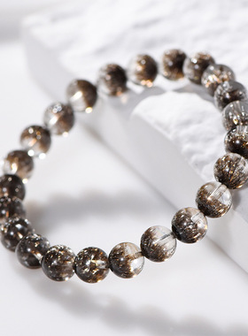 天然银钛8mm圈手链银发钛晶diy饰品小众设计款手串饰品