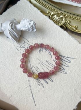 天然草莓晶手链女生甜美