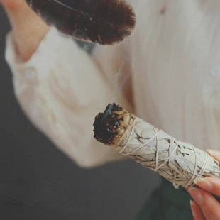 sage仪式 加州鼠尾草雪松薰衣草蓝草香薰捆绑净化空间磁场 white