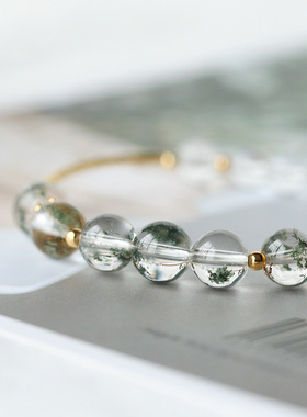 天然水晶手链女净体绿幽灵手串