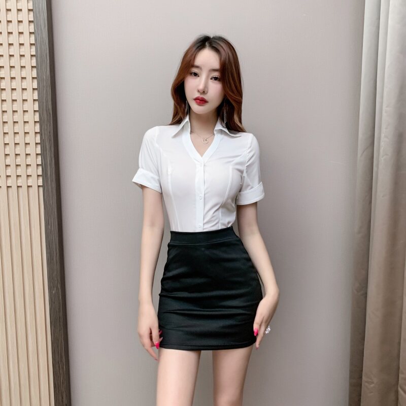 性感酒店衬衣制服气质显瘦KTV公主服套装足浴技师工作服按摩工衣