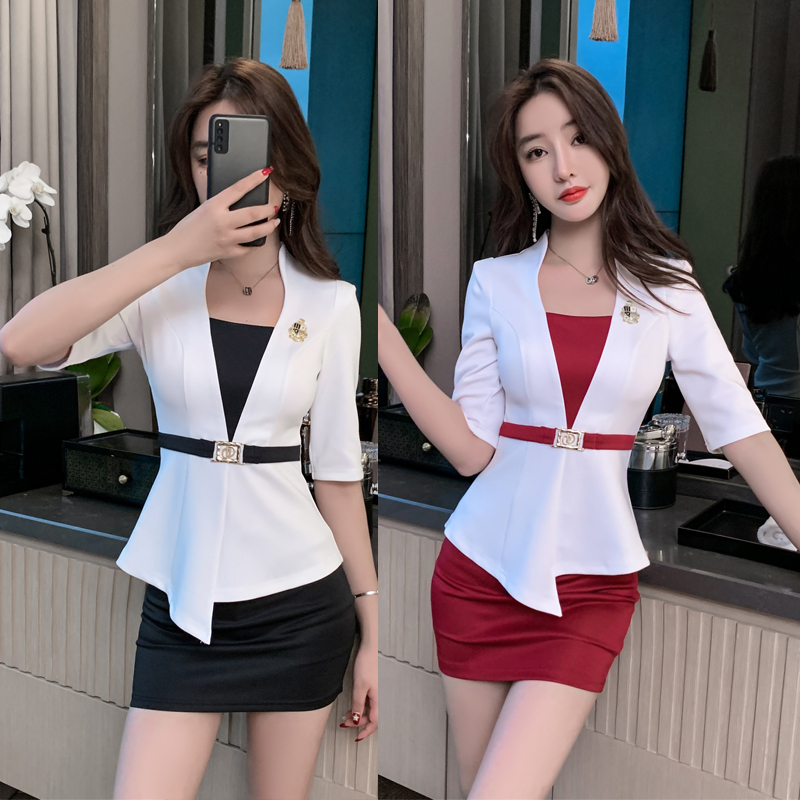 新款酒店KTV公主服制服气质中袖水疗技师套装spa按犘足疗工作服女
