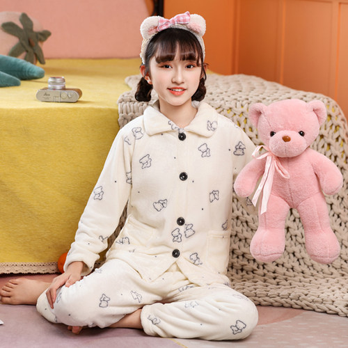 女童法兰绒家居服套装