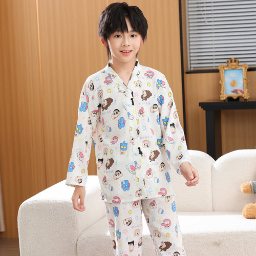 云朵棉儿童可爱睡衣开衫春秋季中大童家居服长袖长裤休闲卡通套装