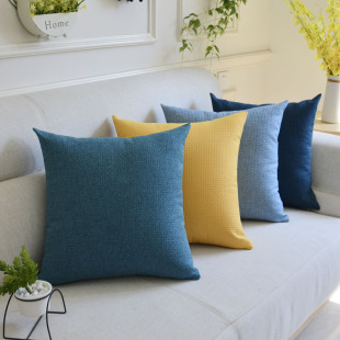 藤编纹纯色亚麻抱枕北欧简约客厅沙发大号方形靠垫抱枕套靠枕定制