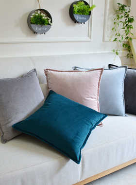 北欧天鹅绒纯色抱枕靠垫客厅沙发抱枕套不含芯正方形靠枕支持订制