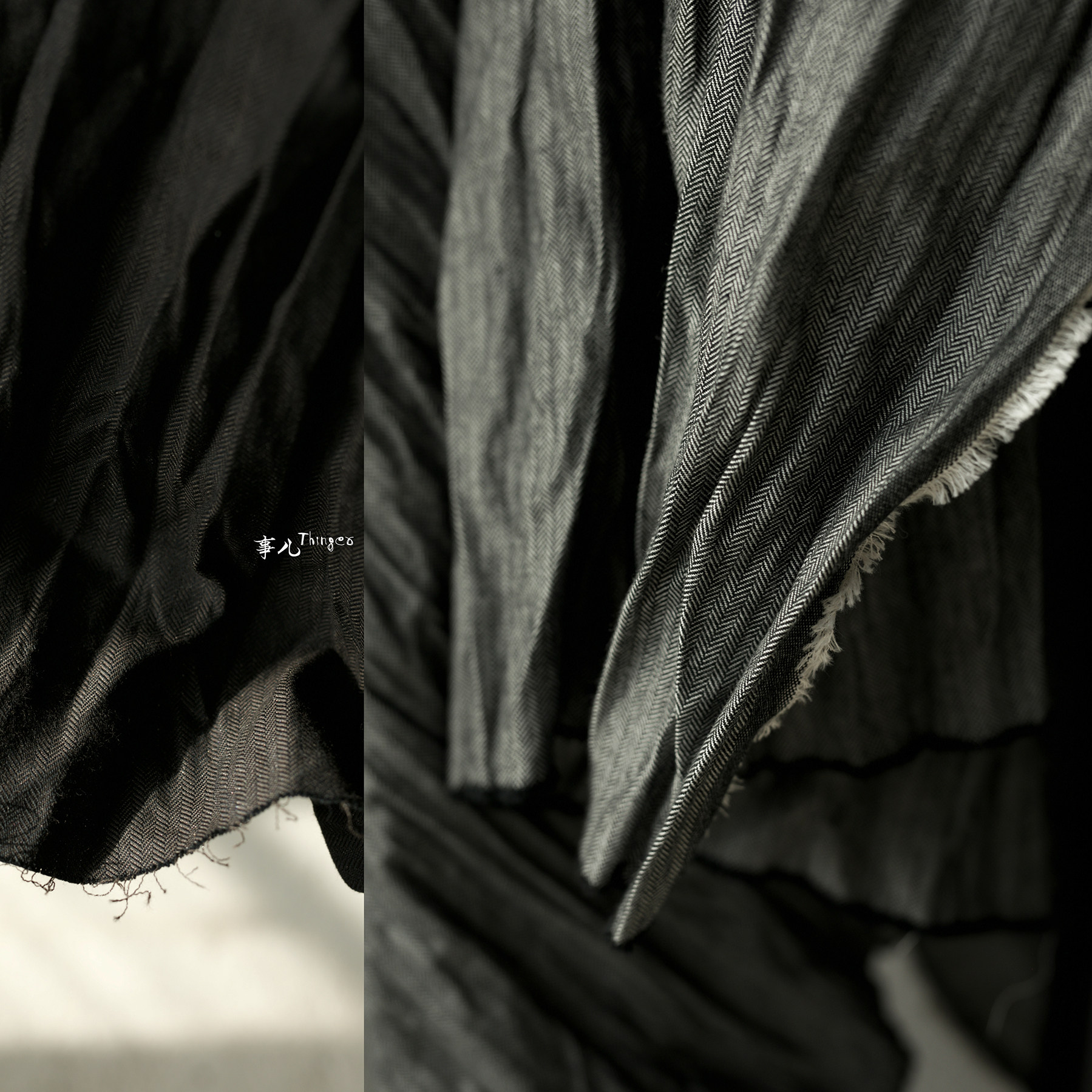 事儿 全棉人字呢金属丝面料-秋冬季可塑变形风衣外套布料 3色入