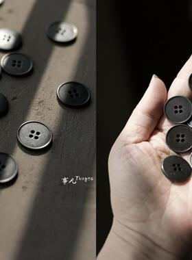 德国UNION KNOPF—合金滚镀四孔纽扣 古灰近黑色20mm辅料／1枚价