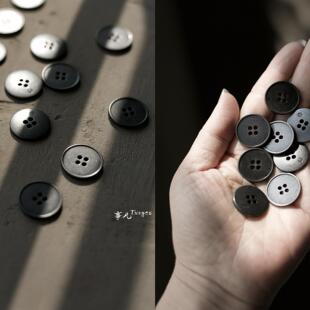 德国UNION 古灰近黑色20mm辅料／1枚价 KNOPF—合金滚镀四孔纽扣