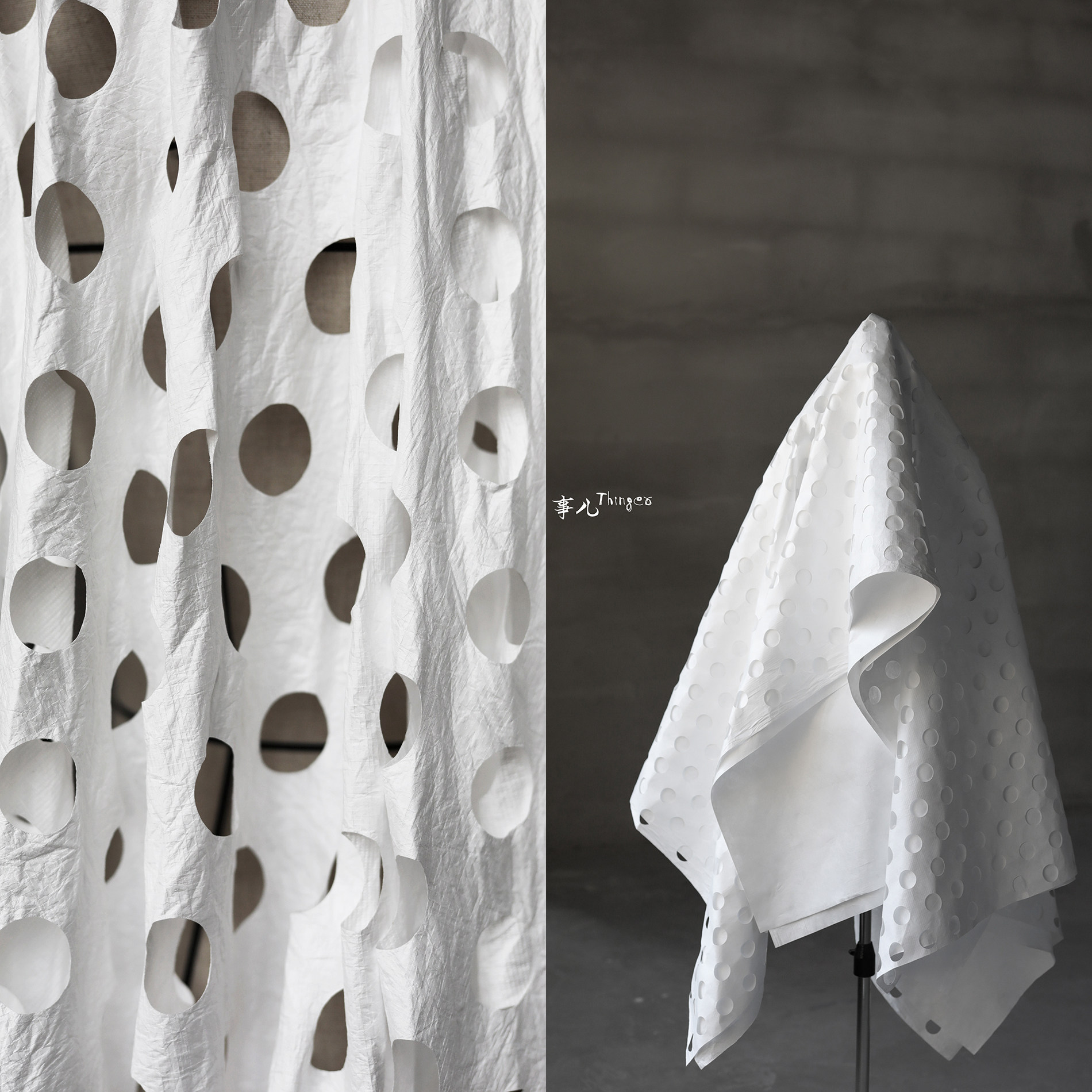 事儿 杜邦纸tyvek特卫强-轻软强韧水洗纸面料 激光切割 镂空波点