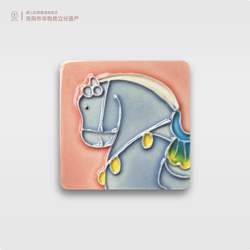 洛阳博物馆文创旅游纪念品陶瓷国潮风唐三彩小胖马冰箱贴可爱礼物