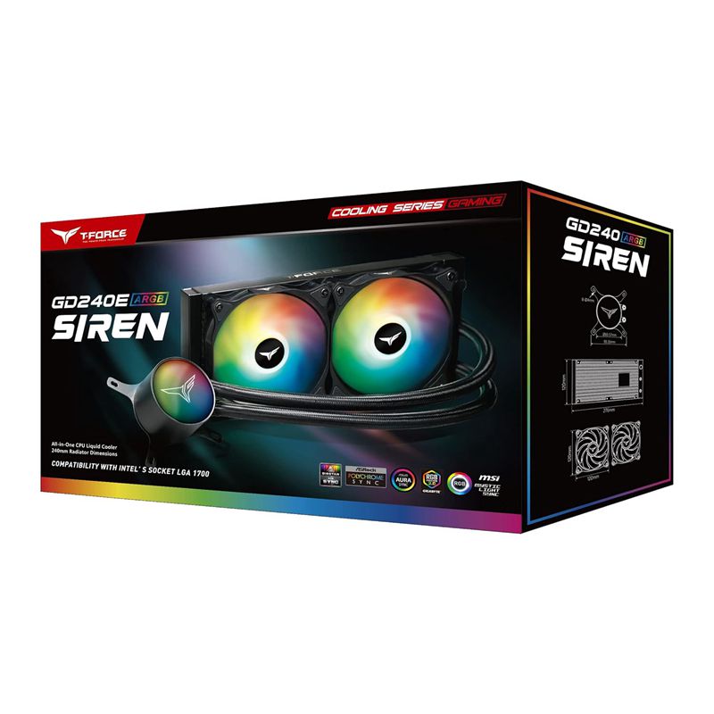 十铨 TEAMGROUP T-Force Siren GD240E AIO CPU 一体式水冷风扇