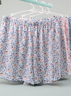 AB内衣女士纯棉平角裤高腰宽松大码印花短裤中老年加肥四角裤f810