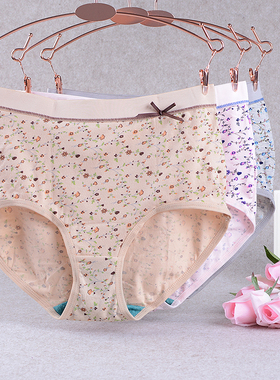 AB内裤女舒适弹力纯棉印花妈咪裤中高腰短裤宽松抗菌三角裤0108