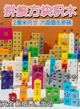 数字方块圆孔版number blocks平替拼装材料幼儿园拼插益智积木