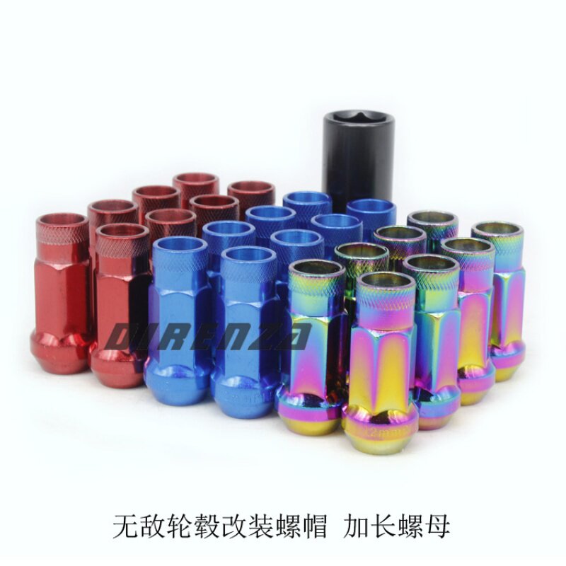 锻造无敌SR48改装加长轮毂螺帽轮胎螺母外六角钢制轻量化赛车螺丝