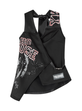 YUKAHOUS 原创美式复古吊带女挂脖Y2K字母印花甜酷设计感绑带背心