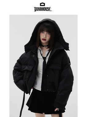 YUKAHOUSE 简约短款立领外套鸭绒保暖羽绒服男女同款宽松春秋款