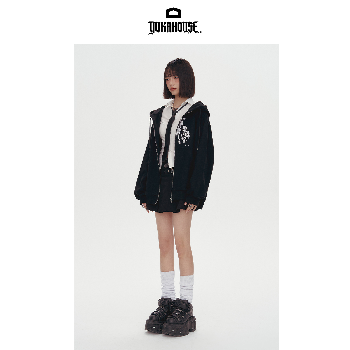 YUKAHOUSE卫衣外套黑灰色男女