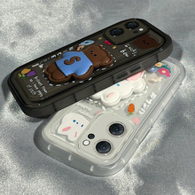 适用于opporeno7手机壳新款潮牌透明高级感女reno6pro的防摔保护套g5曲屏4se全包5硅胶pro可爱立体小兔和小