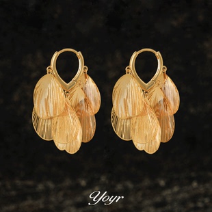 yoyr黄铜耳饰镂空蝶翼流苏耳环七夕高级感时尚设计感2025新款耳钉