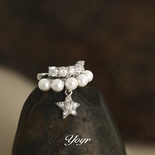 yoyr黄铜耳饰锆石星星耳骨夹设计感耳饰立体无耳洞女