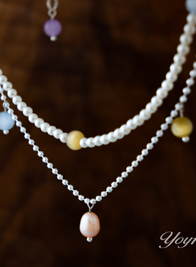 YOYR春色项链彩色拼接珠珠叠戴气质百搭小香风项链女