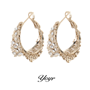 yoyr黄铜耳饰 鳞片光环耳圈闪耀锆钻轻奢大气宽边耳环高级感耳饰