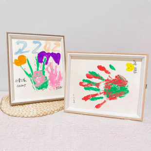 纪念日情侣diy手印木质相框沙滩脚印童画框摆台空框礼物纪念一对