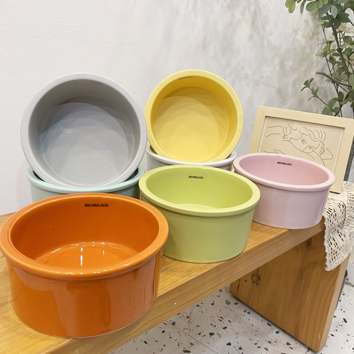 BD宠物猫碗狗碗陶瓷大口径大型犬喝水吃粮食盆防打翻护颈