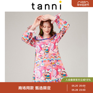 女蜡笔小新甜美动漫公主裙子 tanni丝绒连衣裙新款 TJ31DR832A