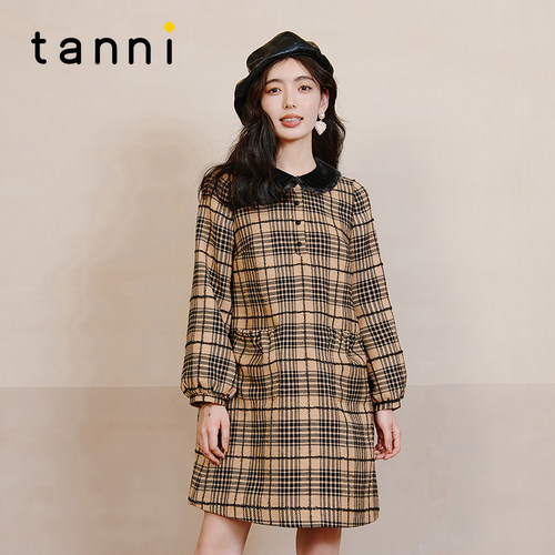 tanni娃娃领高级气质百搭连衣裙
